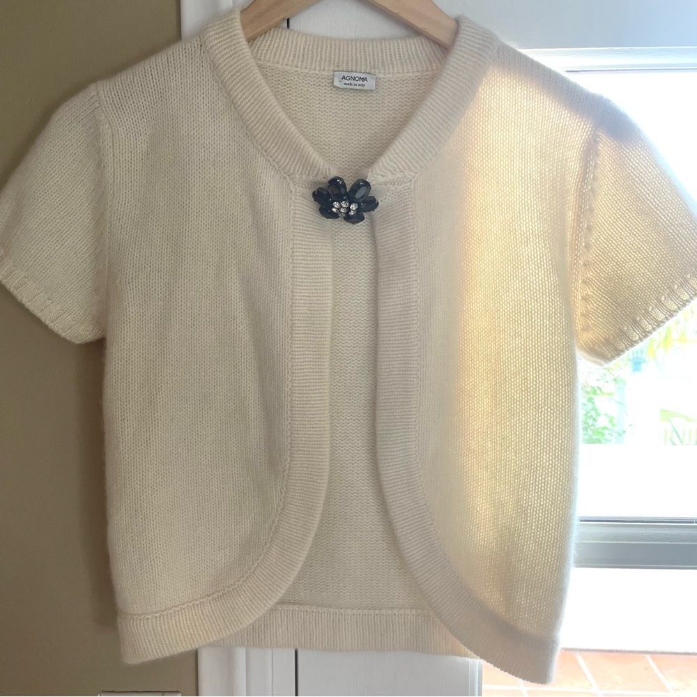Agnona Cashmere Shrug Cropped Cardigan Sweater 4